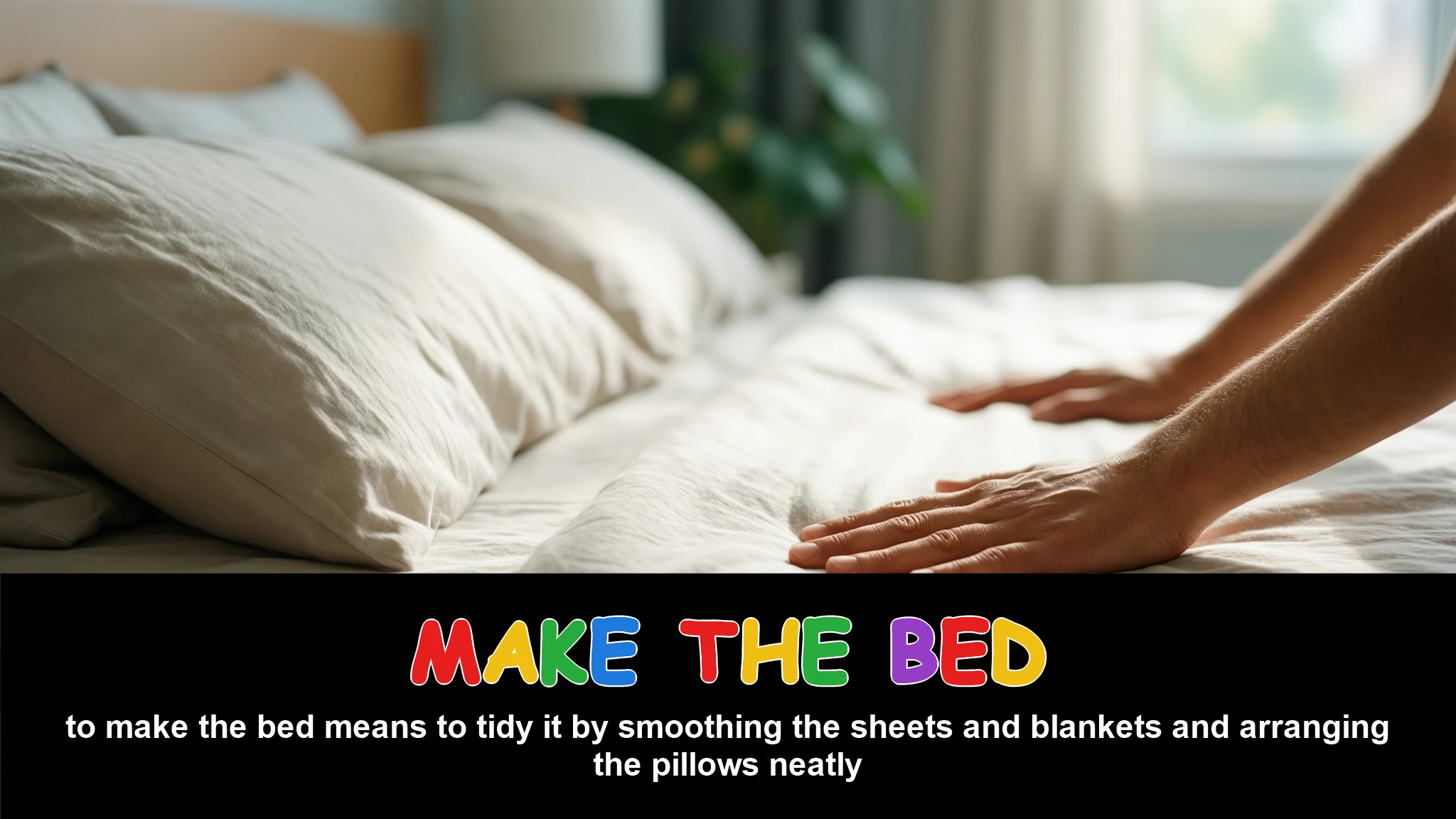 English Illustration for make the bed